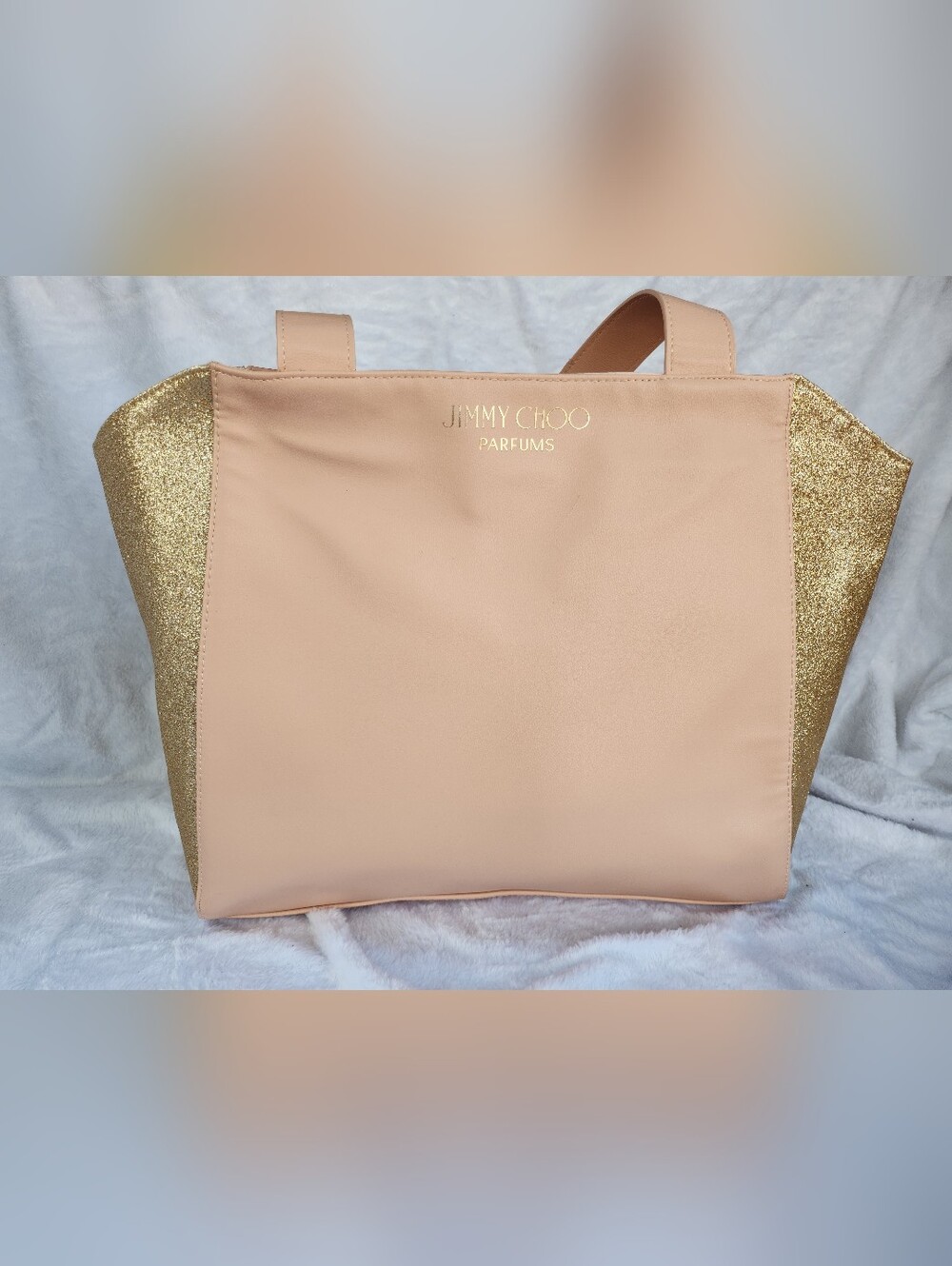 Jimmy Choo Parfums Peach & Gold Glitter Tote Bag